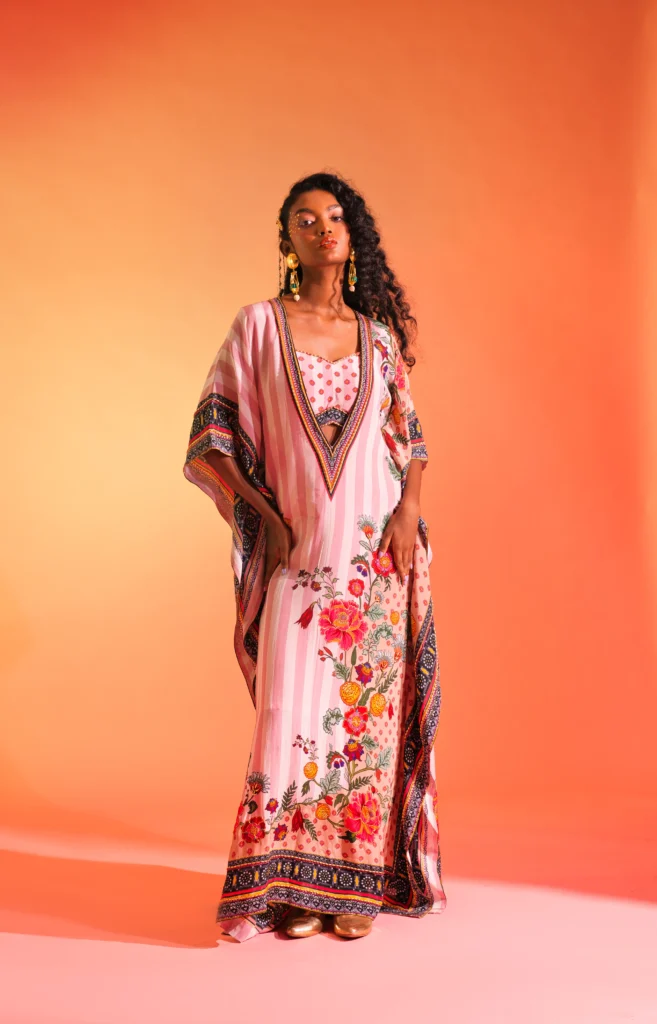 Gulaabi Lakeer Phoolmati Kaftan