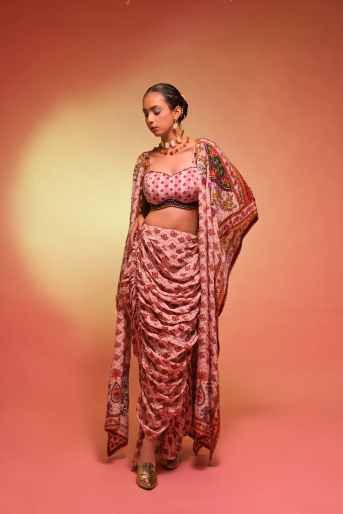 Abhushan Draped Set with Cape